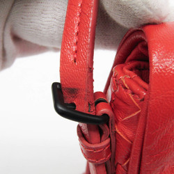 Bottega Veneta Intrecciato 252008 Women's Leather Shoulder Bag Pink Orange