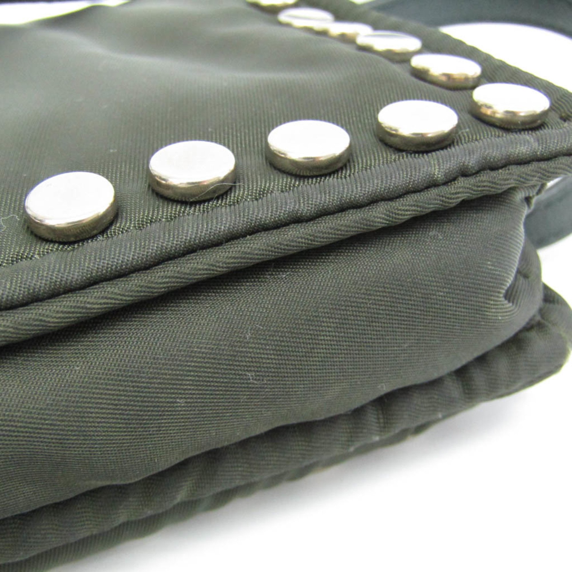 Prada Women's Leather,Nylon Shoulder Bag Dark Khaki