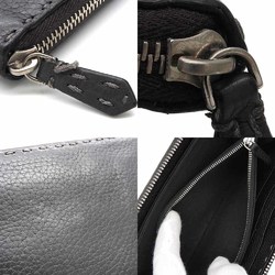 FENDI Round Long Wallet Selleria 7M0210 Leather Gray Accessories Unisex Men Women gray silver