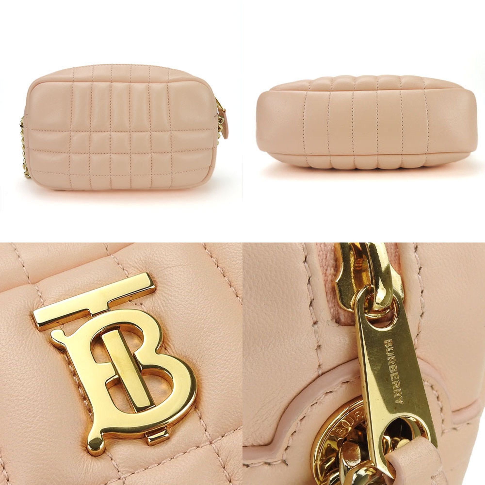 Burberry Shoulder Bag Lola Camera Quilted Leather Pink Women's BURBERRY
