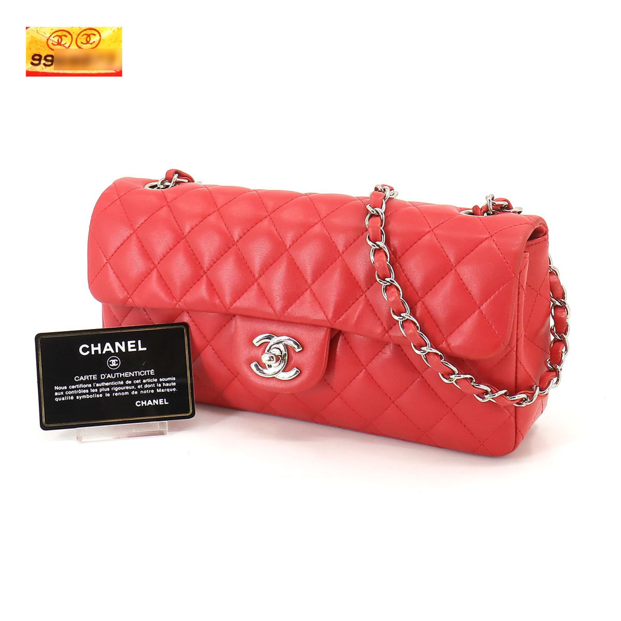 CHANEL Matelasse chain shoulder bag leather red silver metal fittings here mark Bag