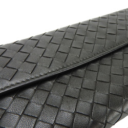 Bottega Veneta BOTTEGA VENETA Intrecciato Bifold Long Wallet Leather Black Accessories Unisex Men Women