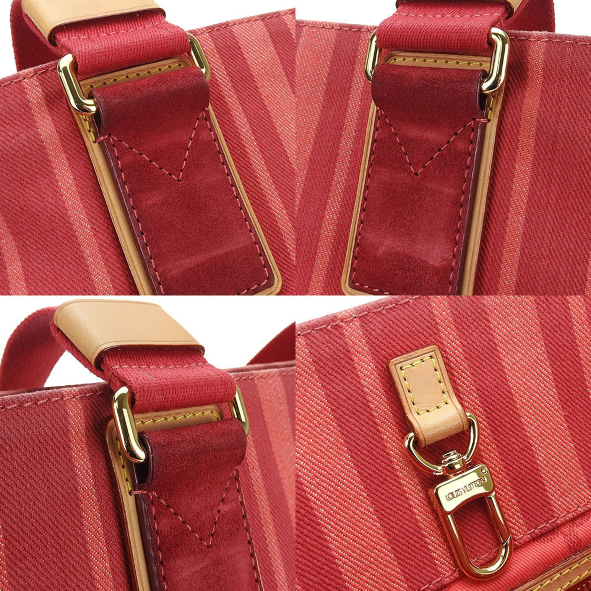 Louis Vuitton Tote Bag Plan Soleil Cabas PM M94146 Striped Red Canvas Ladies 