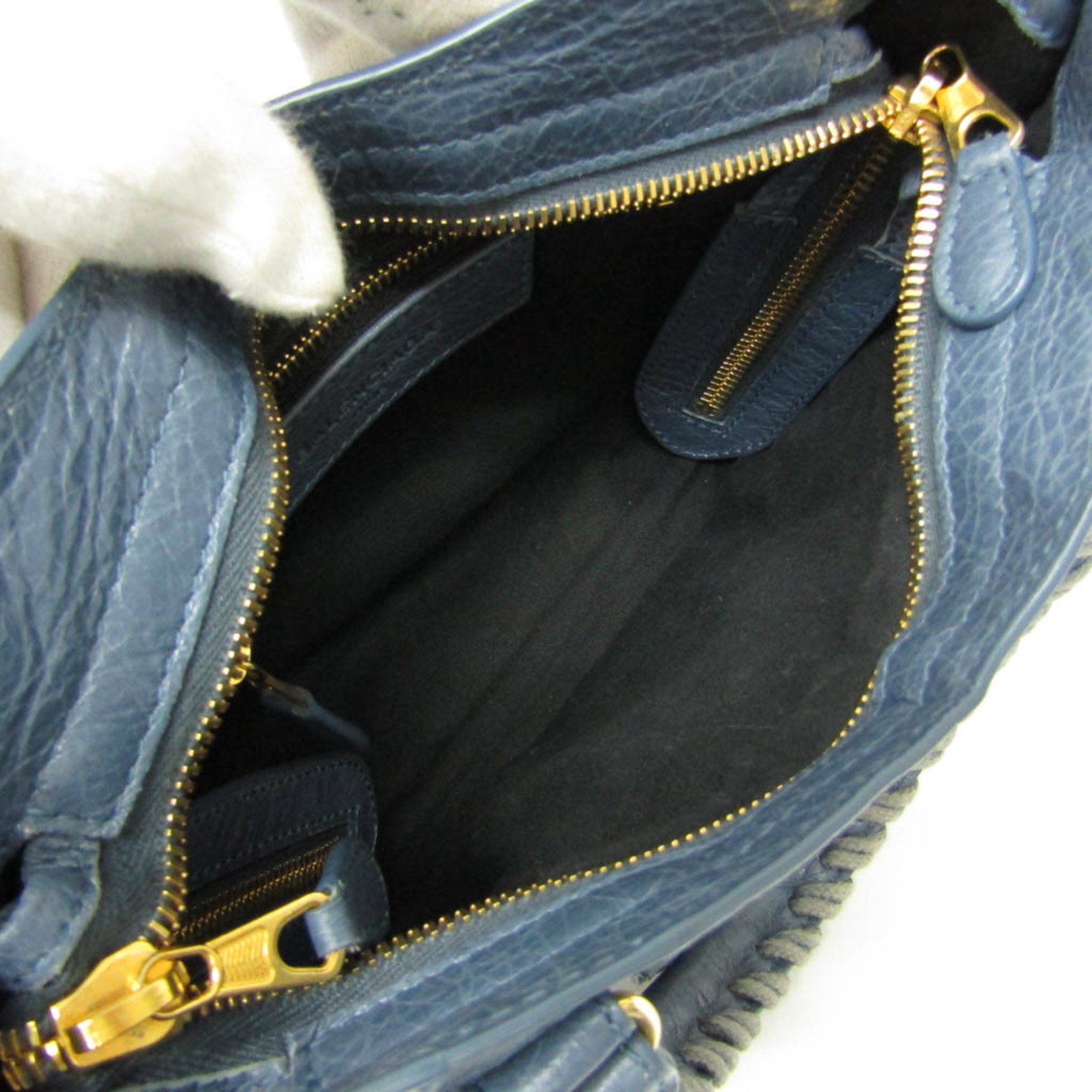 Balenciaga Giant Mini City 309544 Women's Leather Handbag,Shoulder Bag Blue
