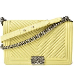 CHANEL Chain Shoulder Bag Clutch 2way Boy Chanel Chabron Lambskin Yellow Tone