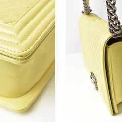 CHANEL Chain Shoulder Bag Clutch 2way Boy Chanel Chabron Lambskin Yellow Tone