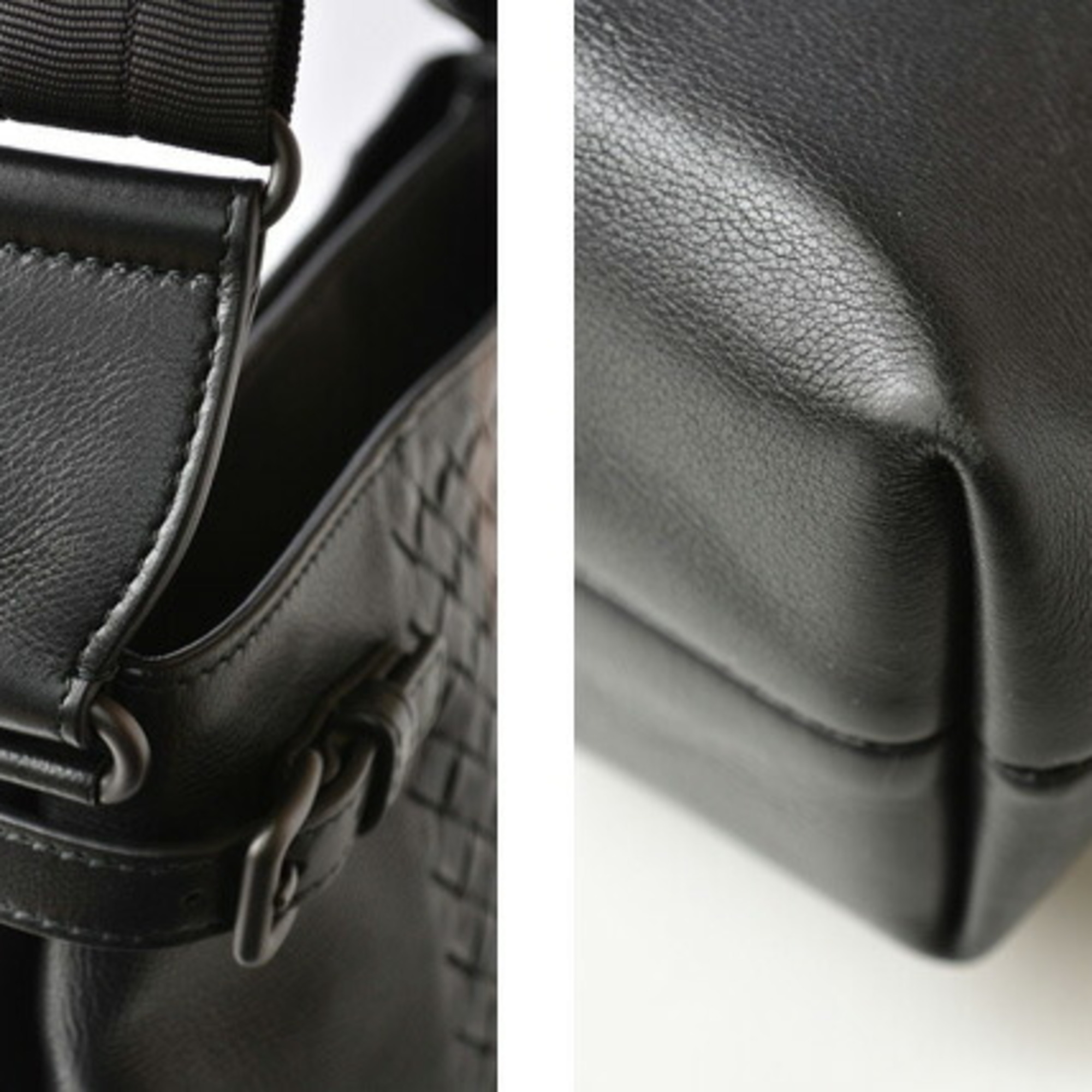 Bottega Veneta Shoulder Bag Crossbody Men's BOTTEGA VENETA Intrecciato Leather Black Brown
