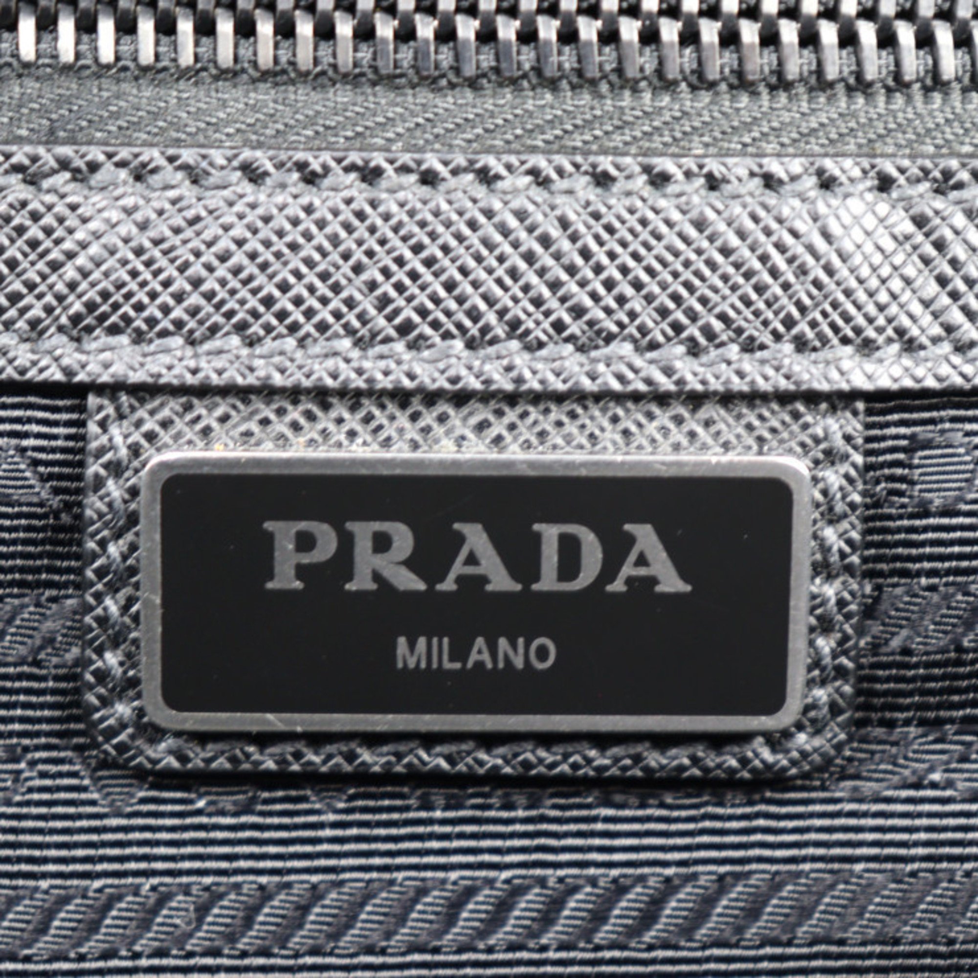 PRADA Brick Handbag 2VH069 Nylon Saffiano Leather Black Silver Hardware 2WAY Shoulder Bag Triangle Logo