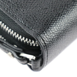 Valextra Double Zip Around Portfolio Long Wallet V8L44-029-000N-RD Calf Leather Black Silver Hardware Round Zipper Wristlet