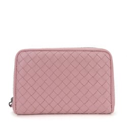 Bottega Veneta Round Wallet Intrecciato Pink Leather Accessories Women's BOTTEGA VENETA Zip Around pink