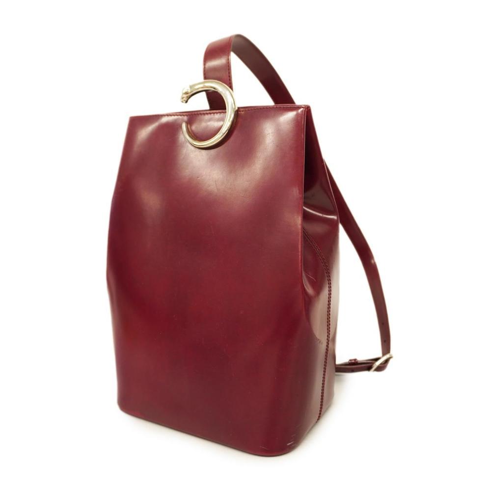 Cartier Shoulder Bag Panth re Leather Bordeaux Silver Hardware