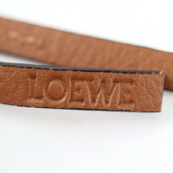 LOEWE Anagram Keychain C621232X83 Calf Leather Brown Silver Hardware Key Ring Bag Charm