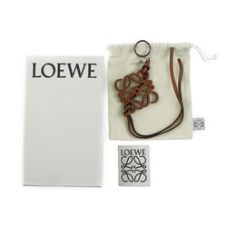 LOEWE Anagram Keychain C621232X83 Calf Leather Brown Silver Hardware Key Ring Bag Charm