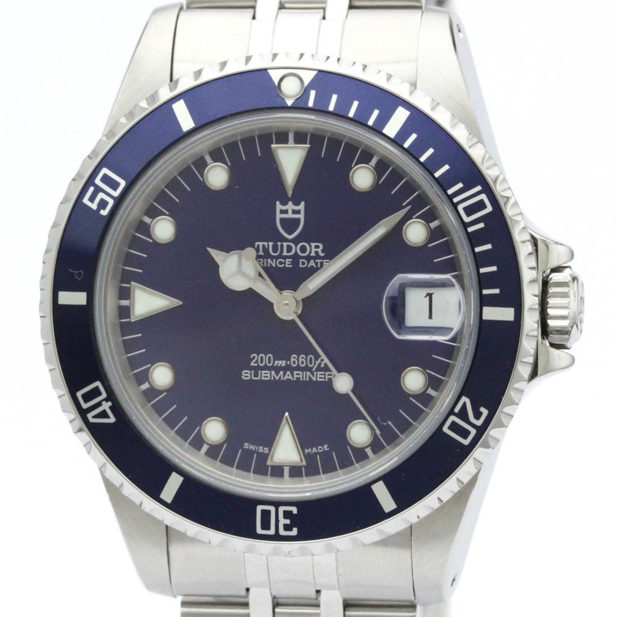 Polished TUDOR Rolex Submarina Steel Automatic Mens Watch 75190 BF547404
