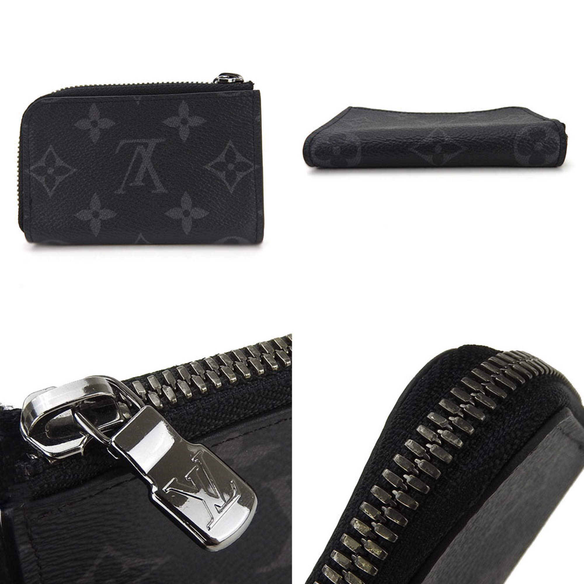 Louis Vuitton Coin Case Portemones Dour M63536 Monogram Eclipse L Shape Black Gray Accessories Men's LOUIS VUITTON PVC