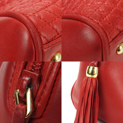 BALLY Hand Bag Leather Quilted Stitch Red Ladies red 21575