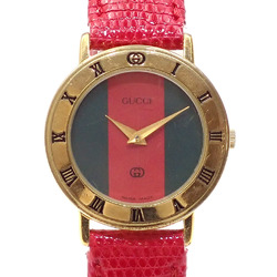 Gucci Women's Quartz GP Leather Strap 3000.2.L Battery Operated Ladies Watch External Belt Sherry Webbing Line