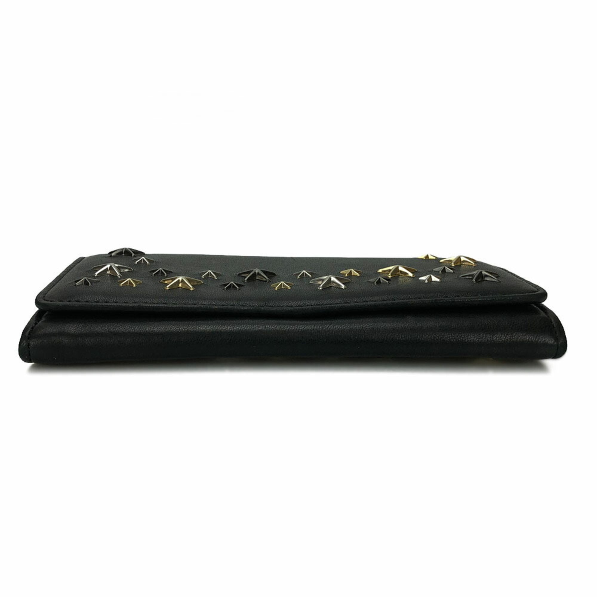 JIMMY CHOO 00715 Bi-fold long wallet leather black studded star NINO LTU METALLIC MIX Long 15152