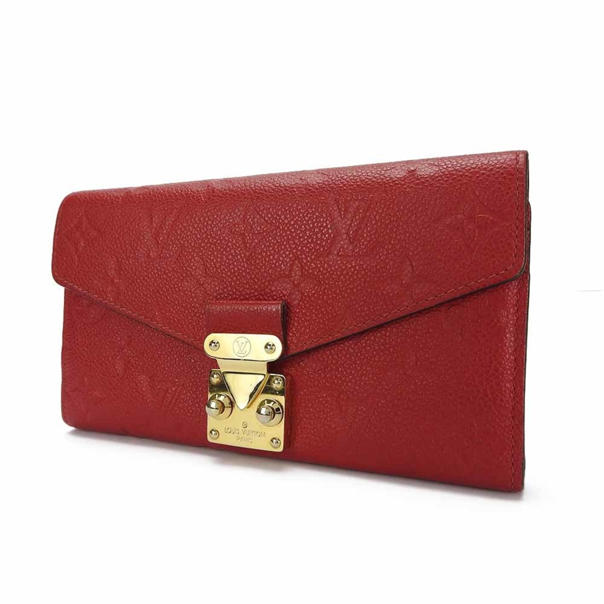 LOUIS VUITTON M63728 Portefeuille Métis Wallet Monogram Empreinte Bifold Long Red Ladies LV Gold