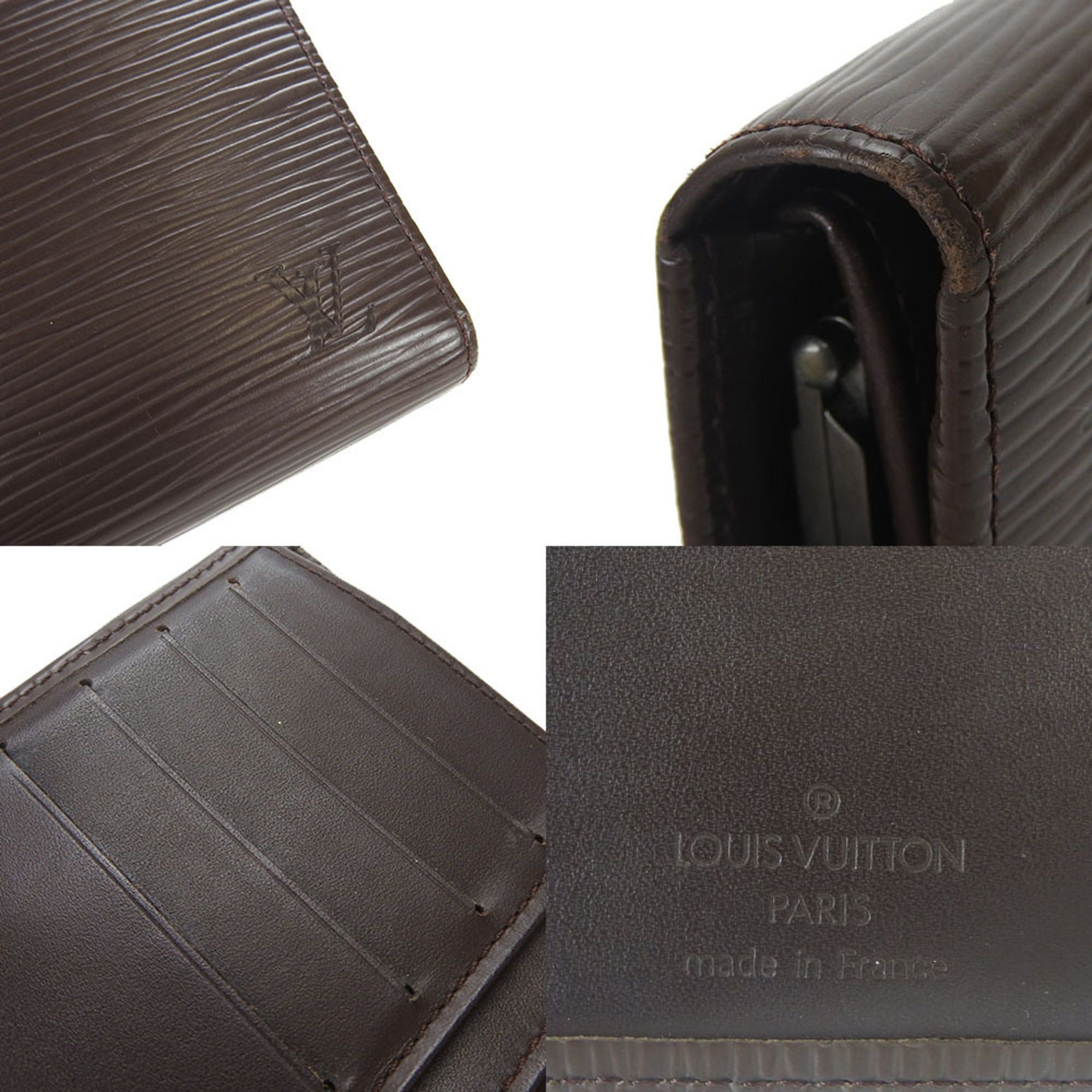 LOUIS VUITTON M6324D Portefeuil Viennois Epi Bifold Wallet Moca Brown Women's LV Vuitton Leather Sirver