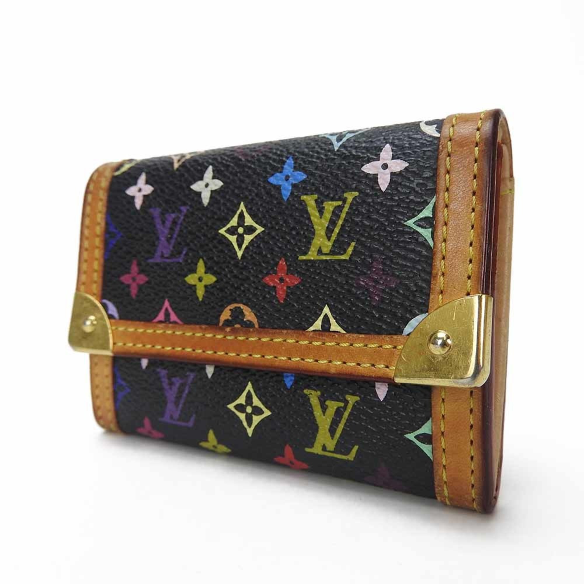 LOUIS VUITTON M92656 Portomone Pla Monogram Multicolor Noir Coin Case Purse Accessory Ladies Vuitton LV coin case pvc