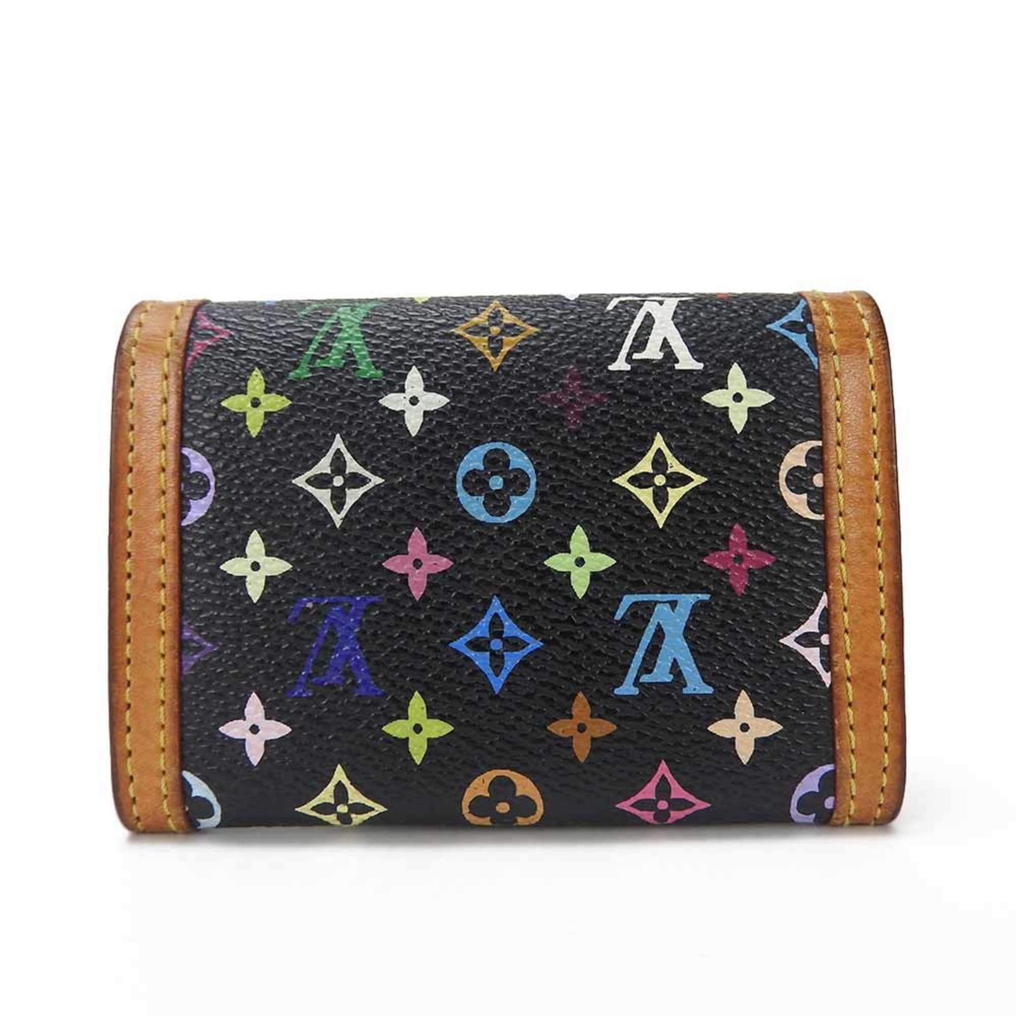 LOUIS VUITTON M92656 Portomone Pla Monogram Multicolor Noir Coin Case Purse Accessory Ladies Vuitton LV coin case pvc