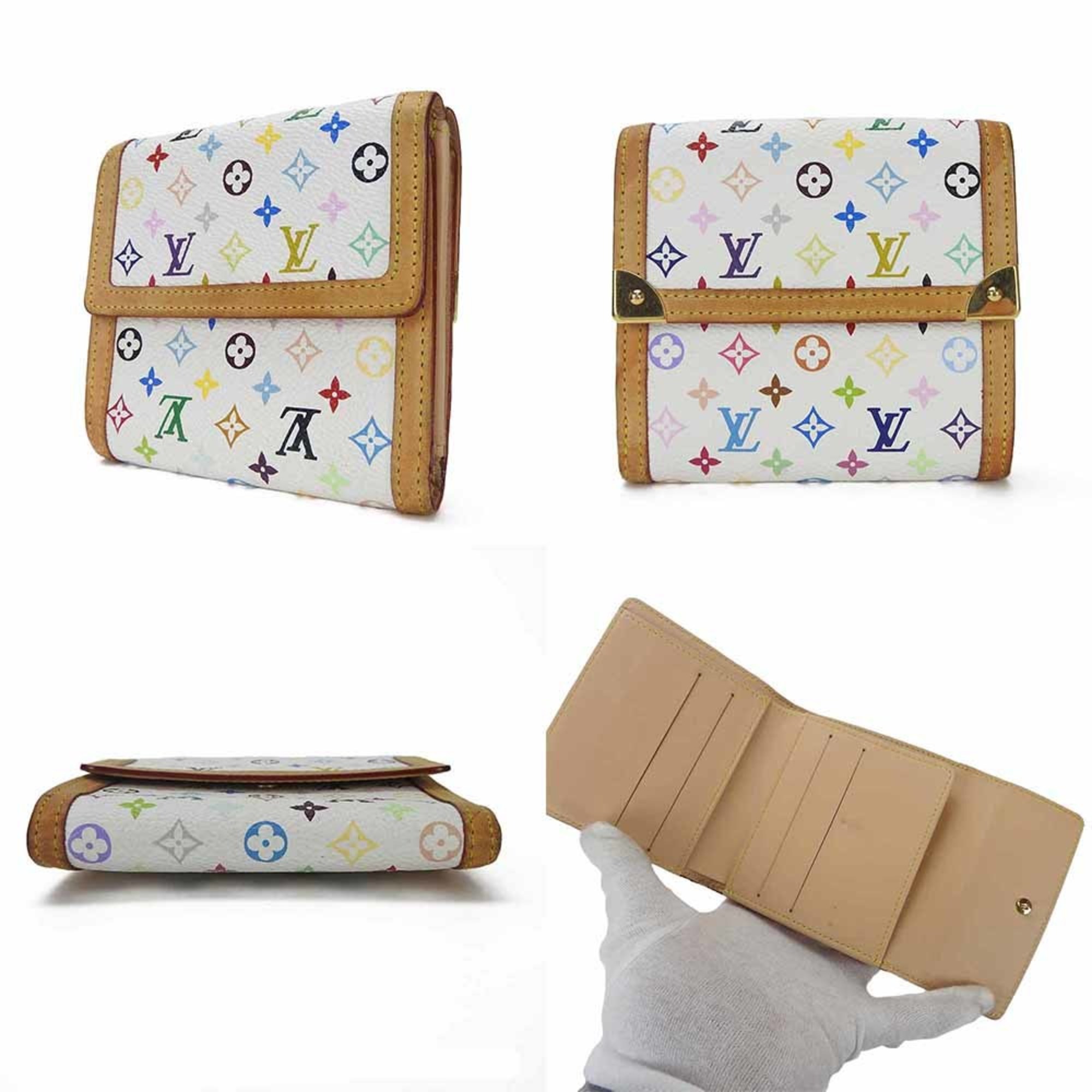 LOUIS VUITTON M92983 Portomonebier Cult Credit W Wallet Compact Monogram Multicolor Bronze White LV Leather Gold