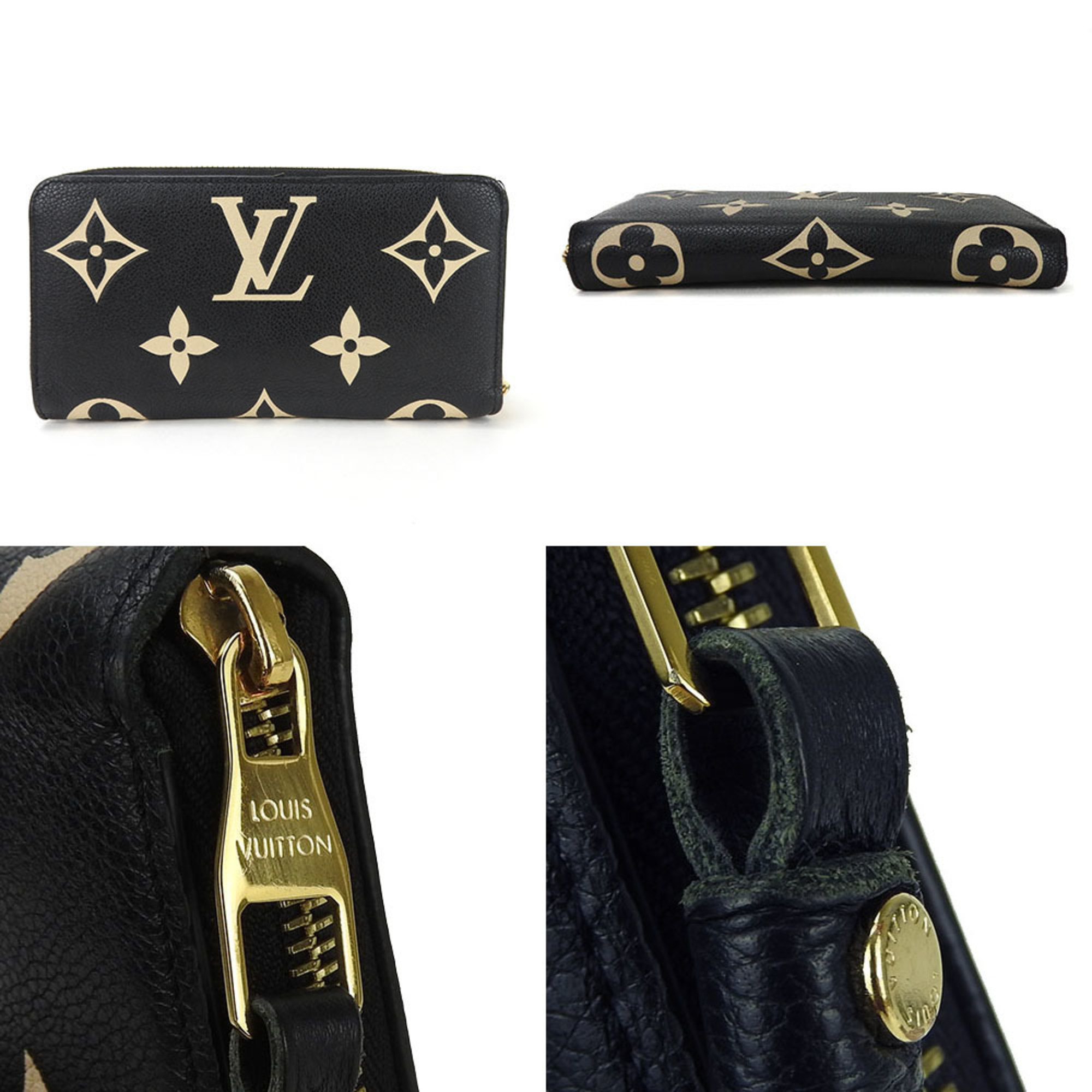Louis Vuitton Round Long Wallet Zippy M80481 Monogram Empreinte Black Beige Bicolor Accessories Women's LOUIS VUITTON monogram zip around wallet zippy