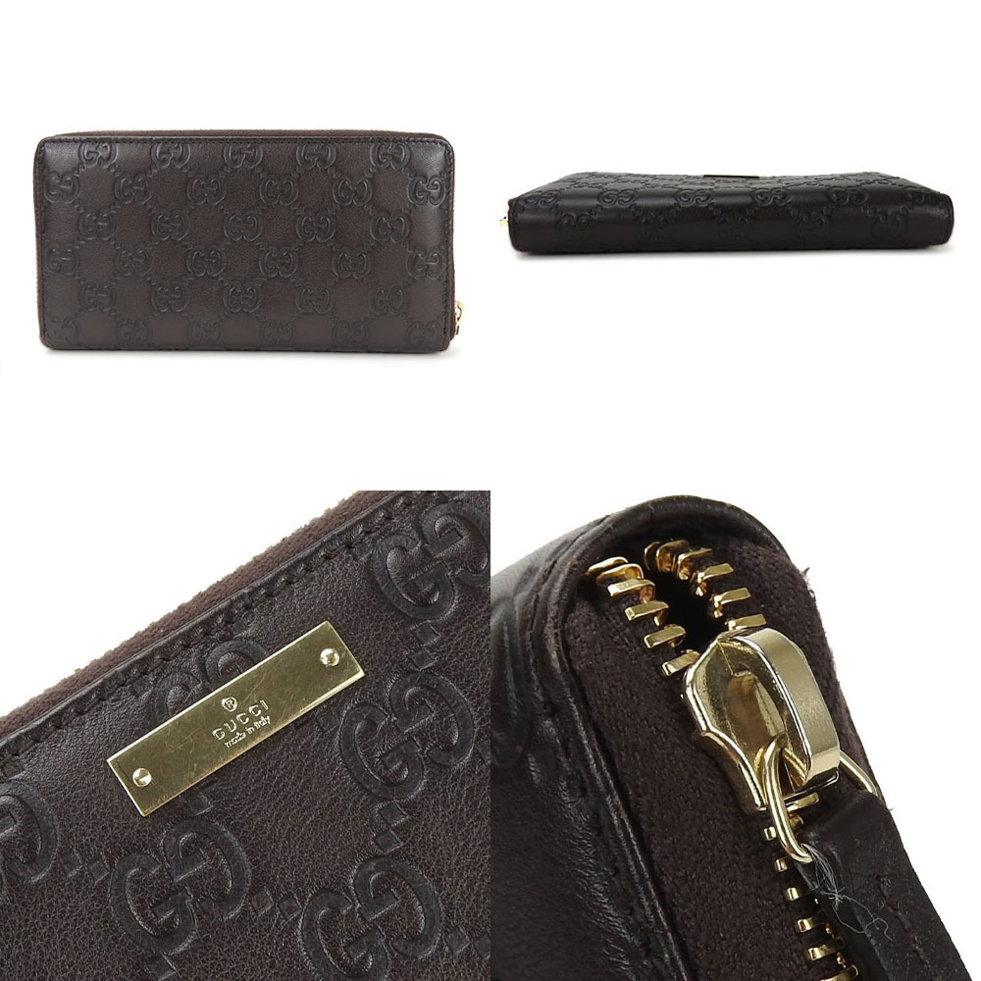 Gucci Round Long Wallet 307980 Guccisima GG Brown Leather Chic Accessories Unisex Women Men GUCCI Zip Around brown