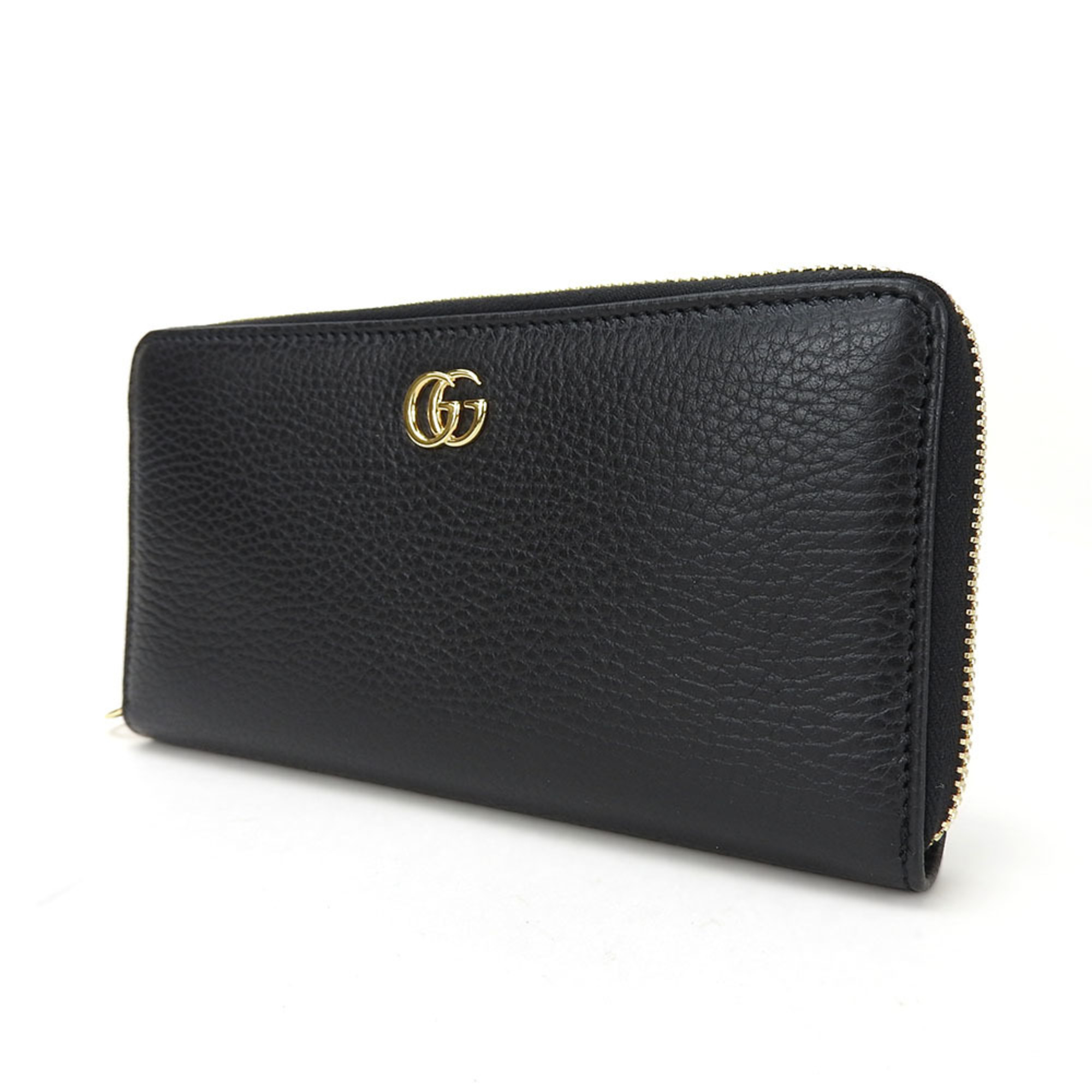 Gucci round long wallet zippy 456117 GG Marmont black leather ladies GUCCI Zip Around Wallet Leather Gold