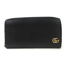 Gucci Round Long Wallet Zippy 428736 GG Marmont Black Leather Accessories Women's Men's GUCCI Zip Around black leather
