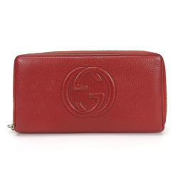 GUCCI Zip Around Long Wallet Leather red