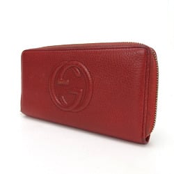 GUCCI Zip Around Long Wallet Leather red