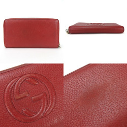 GUCCI Zip Around Long Wallet Leather red