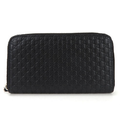 Gucci Round Long Wallet 544473 Guccisima Micro GG Black Leather Accessories Women's Men's GUCCI zip around long wallet leather black
