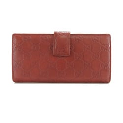 GUCCI 212104 W long wallet Guccisima GG leather Bordeaux red brown ladies card coin purse charm