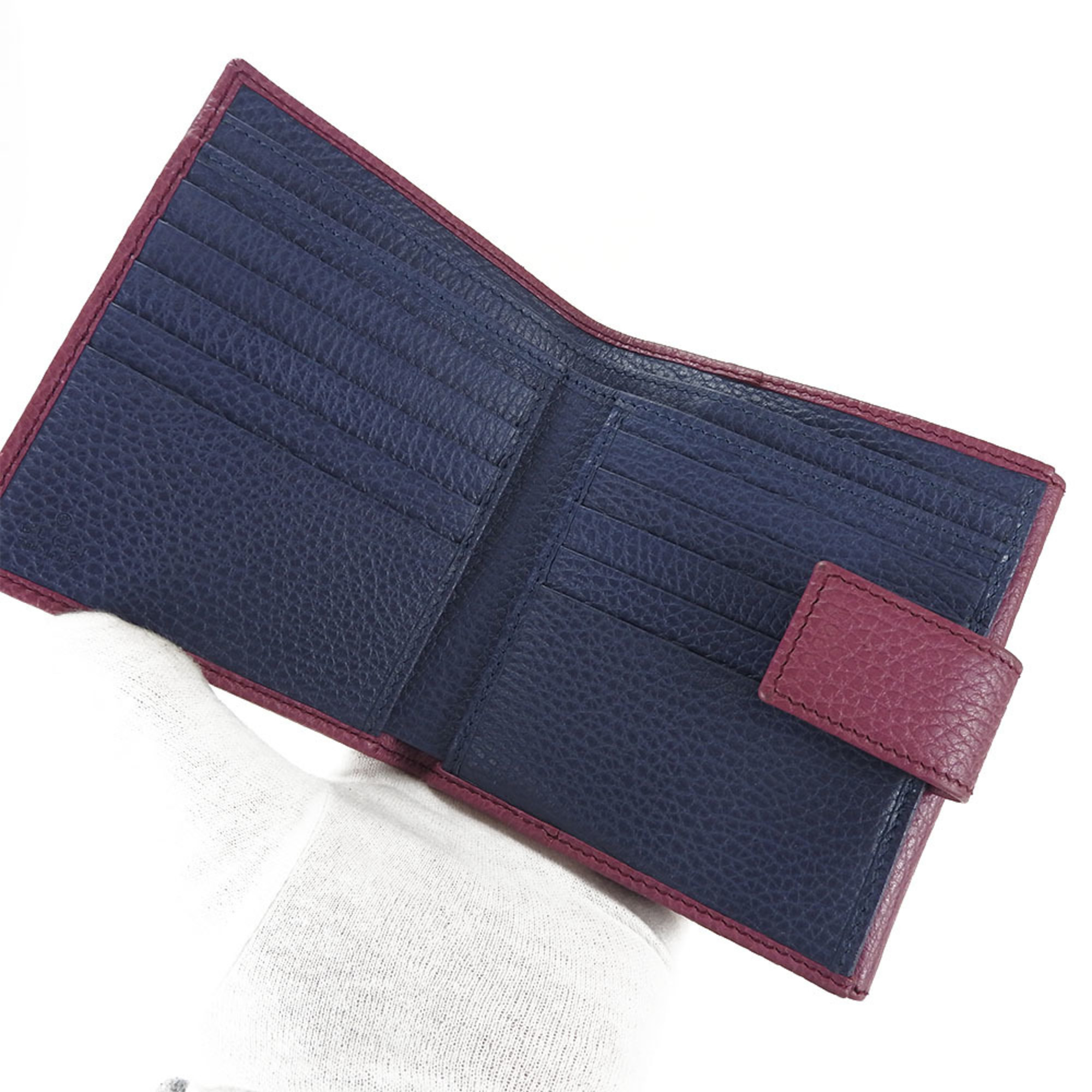 Gucci W wallet purple blue navy compact accessory ladies 368233 swing GUCCI leather