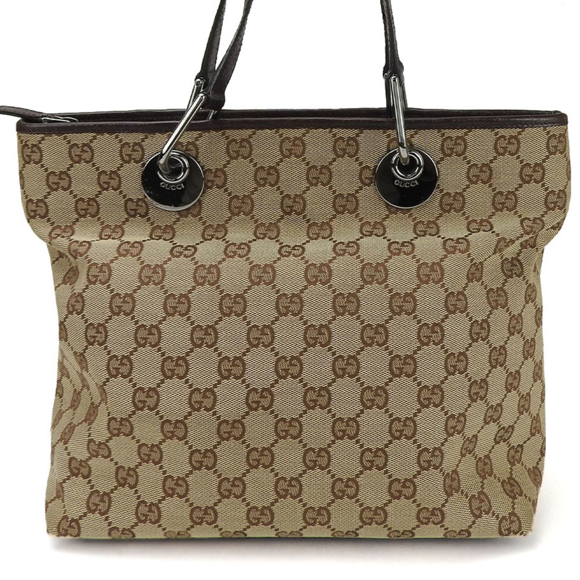 Gucci tote bag 139552 GG canvas leather beige dark brown ladies GUCCI Leather