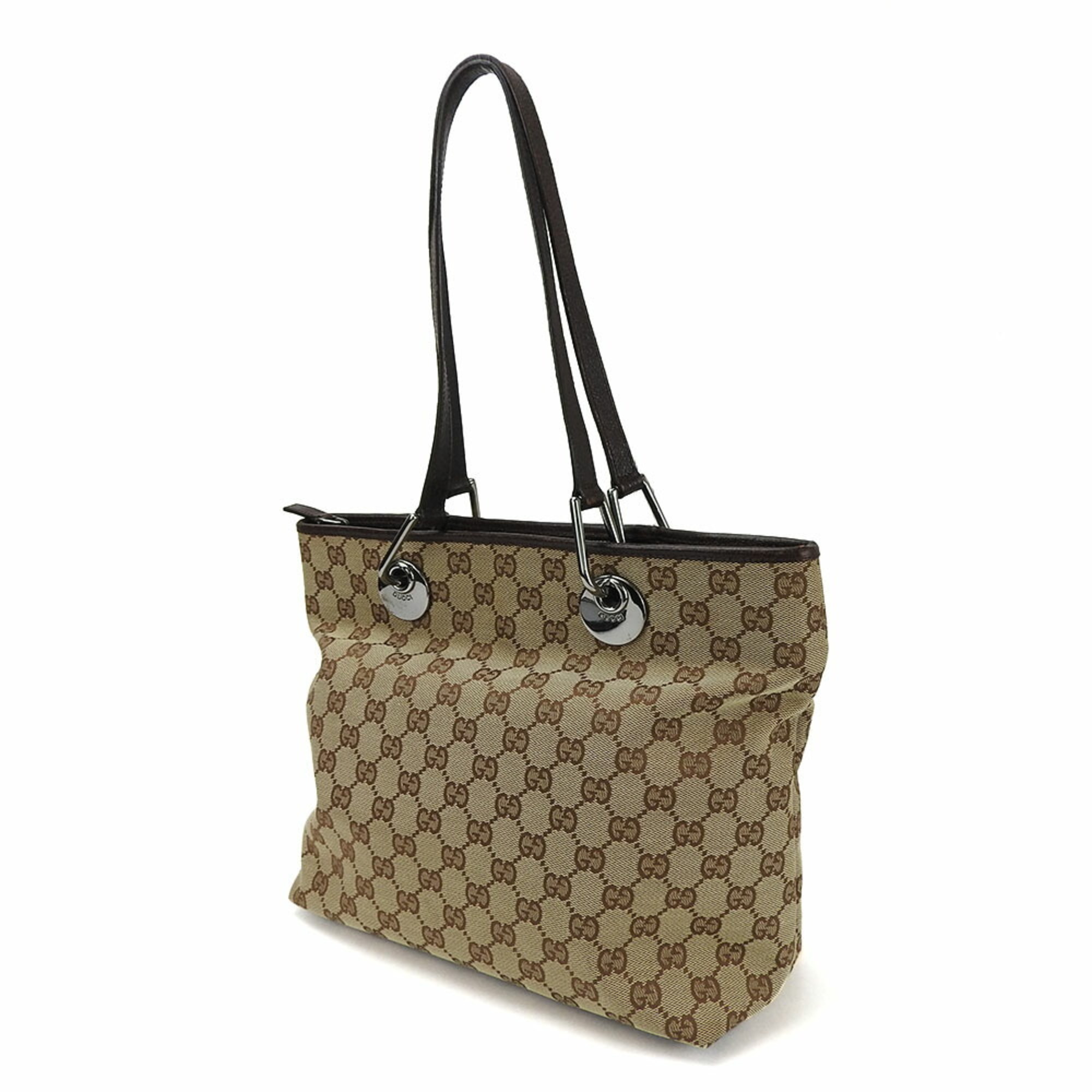 Gucci tote bag 139552 GG canvas leather beige dark brown ladies GUCCI Leather