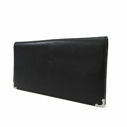 Cartier bi-fold long wallet cabochon line leather black accessories men's women's
