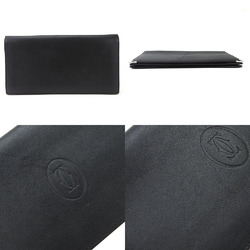 Cartier bi-fold long wallet cabochon line leather black accessories men's women's