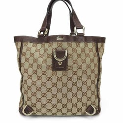 GUCCI Gucci 130739 handbag GG canvas leather beige dark brown hand bag gold