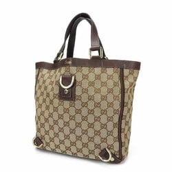 GUCCI Gucci 130739 handbag GG canvas leather beige dark brown hand bag gold