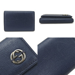 GUCCI Key Case 6 Rows 256337 Interlocking Navy Leather Accessories Men's Women's 19399