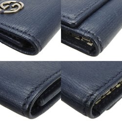 GUCCI Key Case 6 Rows 256337 Interlocking Navy Leather Accessories Men's Women's 19399