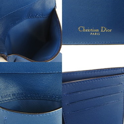 Christian Dior compact wallet pink navy leather charm logo accessories