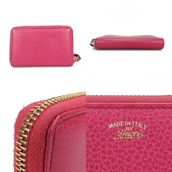 GUCCI 368877 Round Coin Case Swing Zippy ZIPP Pink Leather Accessories Coincase