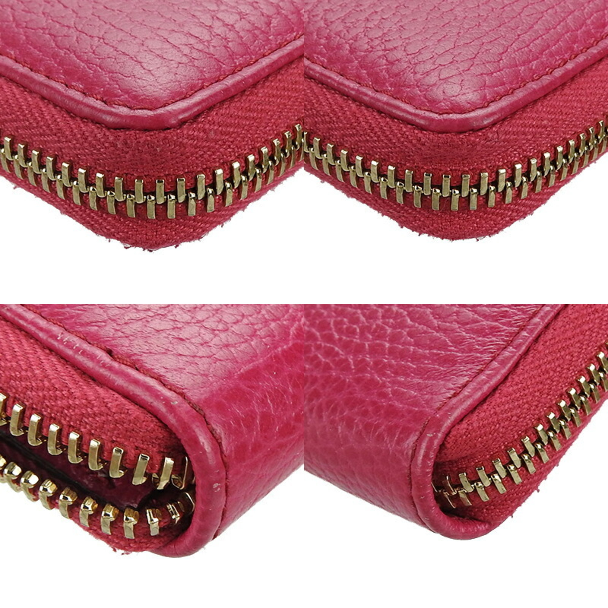 GUCCI 368877 Round Coin Case Swing Zippy ZIPP Pink Leather Accessories Coincase