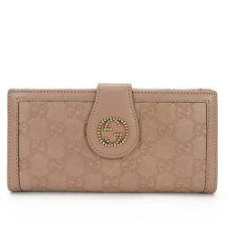 Gucci W long wallet bi-fold Guccisima GG pink beige leather ladies GUCCI 269970 Long Wallet Leather