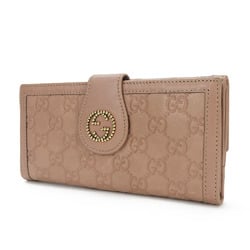 Gucci W long wallet bi-fold Guccisima GG pink beige leather ladies GUCCI 269970 Long Wallet Leather